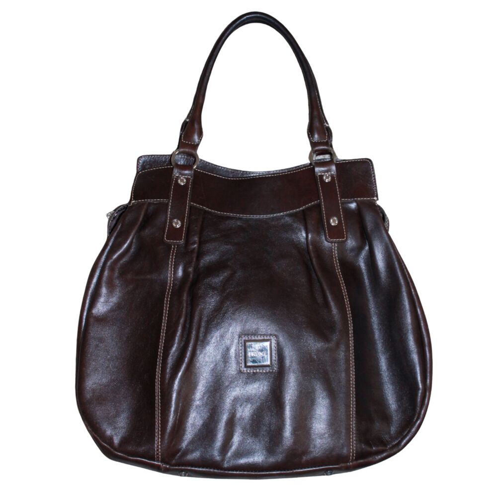 Dark Brown Bovine Leather Large Shoulder Tote Bag Made in Argentina